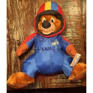 Nanco Vintage NASCAR Race Brown Bear Mascot 9" Plush Stuffed Animal Toy 1997